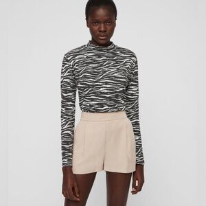 All Saints Alva Tan Lyocell Elasticated Waisted Shorts Size  2